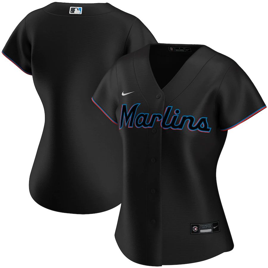 Cheap Womens Miami Marlins Nike Black Alternate Replica Team MLB Jerseys